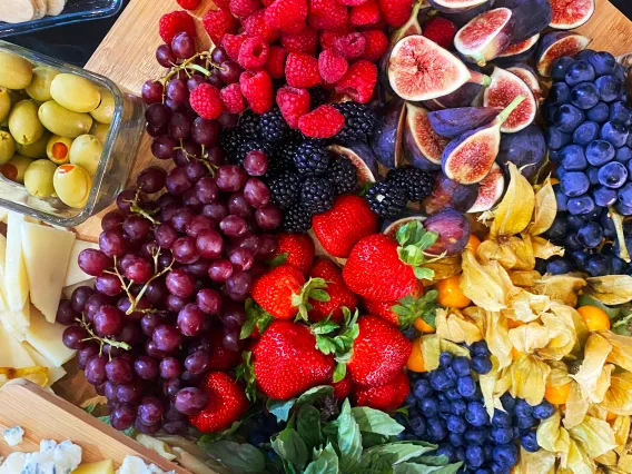 charcuterie board display on table