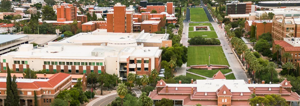 Aerial of Old Main and the Mall