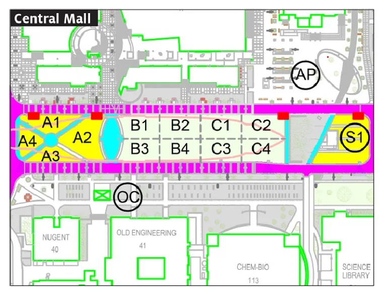 Map of Central Mall section